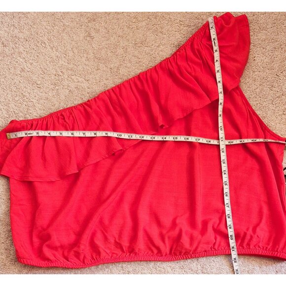 Ava & Viv One Shoulder Ruffle Neckline Crop Stop Size 2X NWT - Picture 4 of 6